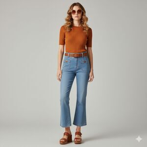 VTG Fancy Props Wilkins  Light Wash Flare 70s Front Pockets High Rise Jean Sz 12